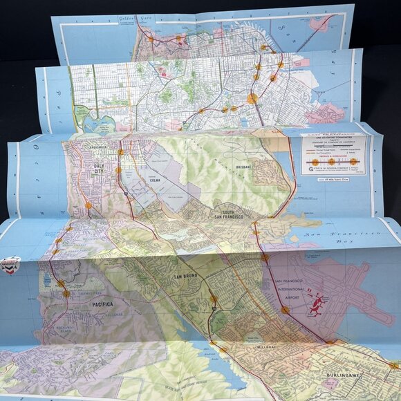 VTG. 1968 Lot Of 3 Chevron Maps Califorina, Orange County, San Francisco USA - Picture 5 of 14